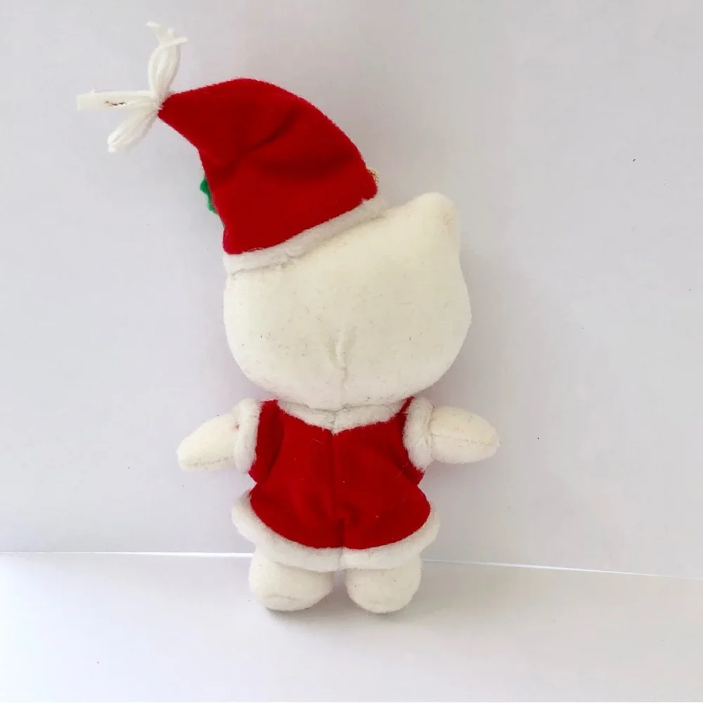 Hello Kitty Plush in Red and White Santa Hat Holiday Outfit Christmas holly